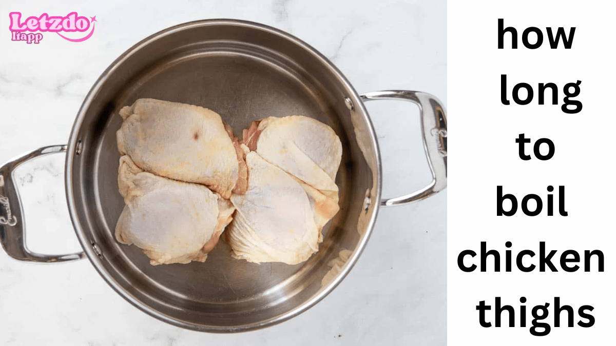 A pot with raw chicken thighs placed inside, ready for boiling. Learn how long to boil chicken thighs for tender and flavorful meals